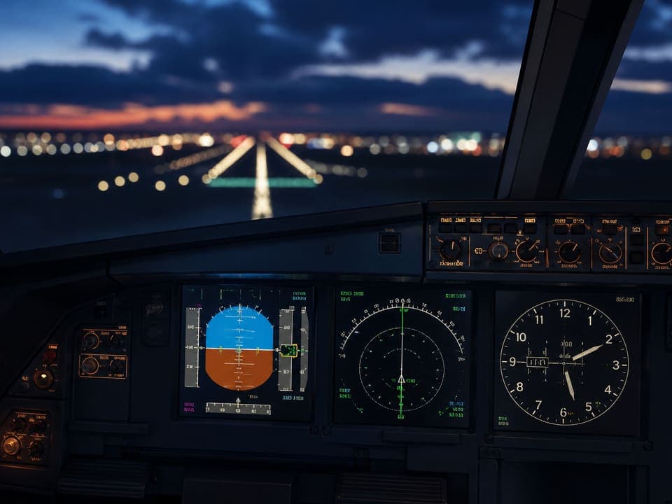 Painel de instrumentos de cockpit em treinamento IFR